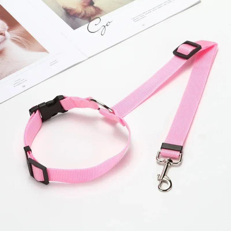 Leash Safety Belt - Solid Color Two-In-One Pet Car Seat Belt Nylon Lead Leash Backseat Safety Belt Adjustable Dogs Harness Collar Pet Accessories Travel Dog