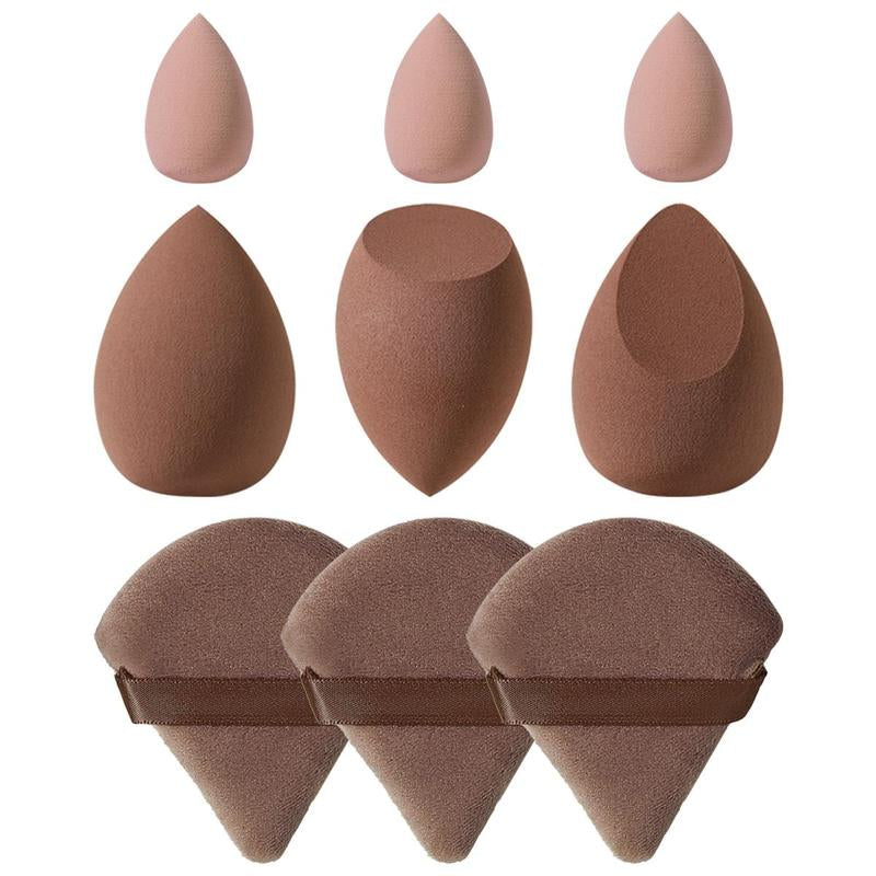 Makeup Tools Set for Women Summer Makeup, 9 Counts/Set Including 6 Beauty Blender & 3 Makeup Powder Puffs, Cosmetics Makeup Tool Soft Cosmetic Accessories for Contouring, Blending, Facial Detailing