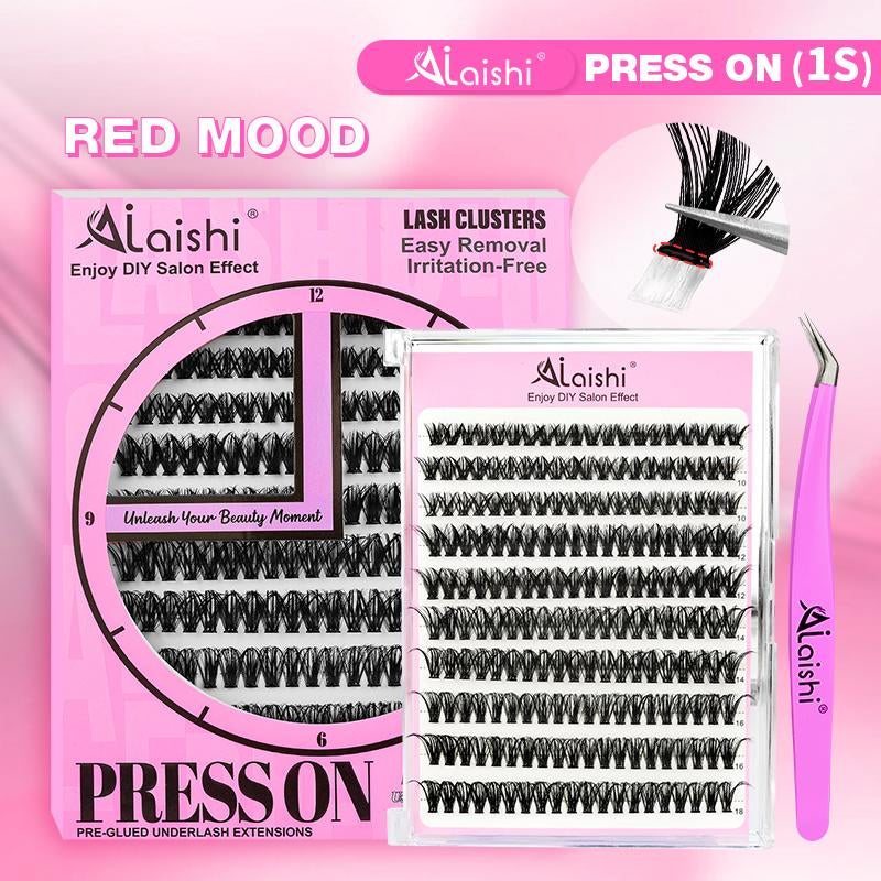 Ailaishi Glue-Free Eyelash Clusters – 10–18Mm Short Comic-Style C Curl DIY Lash Extensions, Waterproof Beginner-Friendly False Eyelashes with Tweezers, Household Cosmetics