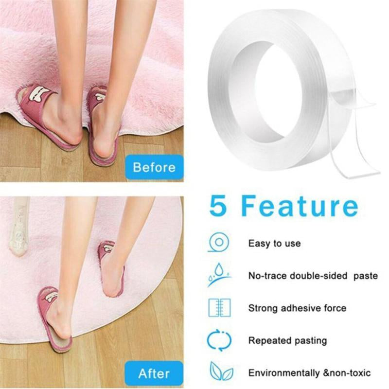 3X Tape Double Sided Adhesive Removable Heavy Duty Invisible Mounting Nano US Indoor Waterproof 10 Ft Clear Tape for Pictures Car Phone Holders Wall Stickers Hooks Sticky Pads