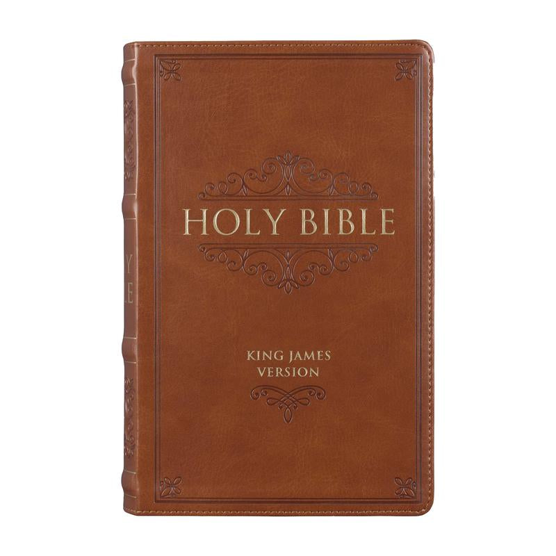 Saddle Tan Faux Leather Giant Print Standard-Size King James Version Bible with Thumb Index