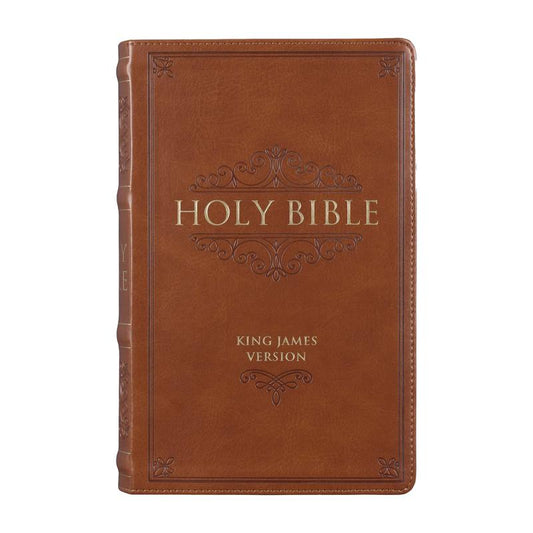 Saddle Tan Faux Leather Giant Print Standard-Size King James Version Bible with Thumb Index