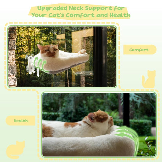 POMESEA Marshmallow Cat Window Perch,Sunbathing,Pet Bed,Neck Support,Detachable,Double-Sided Fabric Cover for Indoor Pets