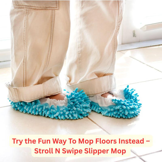 Stroll N Swipe Mopping Slippers. Walk and Mop Shoe Covers Slippers for Easy Floor Cleaning for Home, Kitchen, Office. Great for Wood, Tile, Laminate Flooring and More