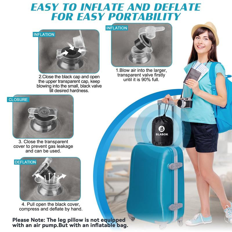 Wedge Pillow for Sleeping - Inflatable Leg Elevation Pillow for Swelling,Circulation,Leg & Back Pain Relief,Leg Support Polyvinyl Chloride Pillow for after Aurgery,Hip,Foot,Ankle Recovery