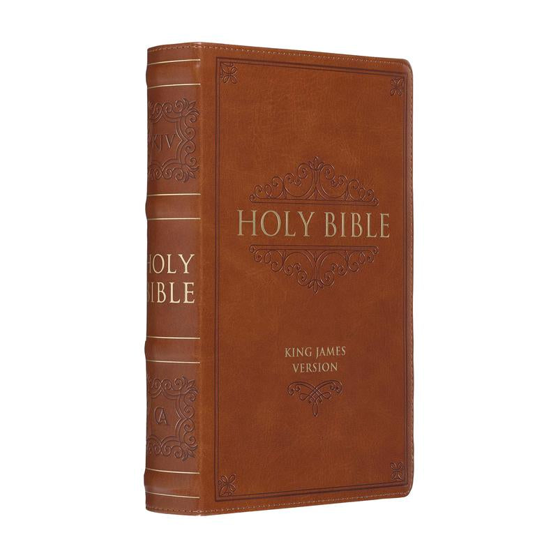 Saddle Tan Faux Leather Giant Print Standard-Size King James Version Bible with Thumb Index