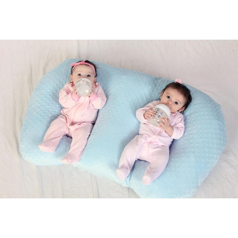 Twin Z Pillow Blue - Breastfeeding, Bottlefeeding, Tummy Time, Reflux, Support and Pregnancy! No Foam! the Ultimate Baby Essentials! the Best in Twins Baby Gear!