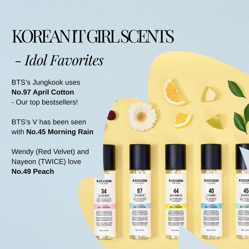 [W.Dressroom] Fresh & Clean Collection (No.45 & 53) - Korean Clean Girl Scent for Clothes, Fabrics, Rooms, Cars, Natural Odor Eliminator, Anti-Bacterial Perfume Mist, Hypoallergenic