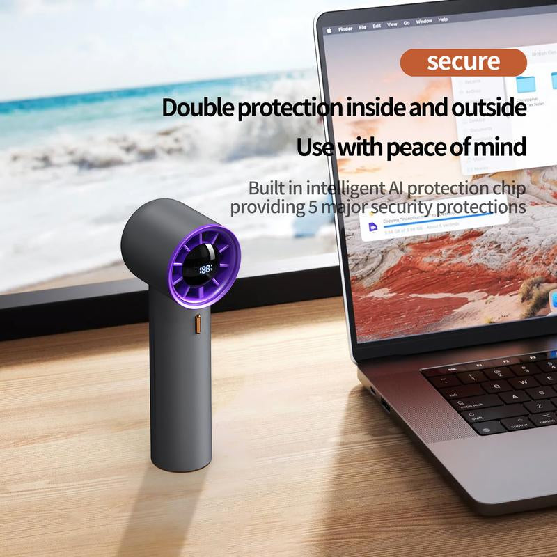 Yudodo Mini Handheld Fan with LED Display-5 Gear Wind,Powerful Wind,Usb Rechargeable,High Speed Fan,Stylish &Ultra