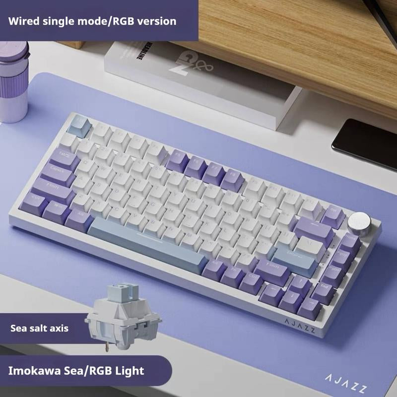 AJAZZ AK820 Wired Mechanical Keyboard, Hot Swappable Socket Gasket Structure Customization Keyboard, RGB Layer Filling PBT Keycap Keyboard for Gaming, Office, Home