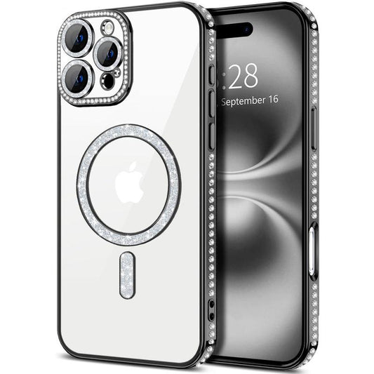 Entronix Case for Apple Iphone 17/16/15/14/13/12/11 Air/Plus/Pro Max - Luxury Rhinestone Bumper Cover, [Magnetic] Smartphone Accessories Protection