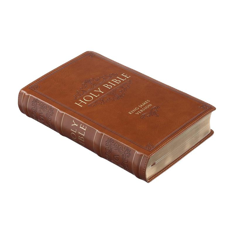 Saddle Tan Faux Leather Giant Print Standard-Size King James Version Bible with Thumb Index