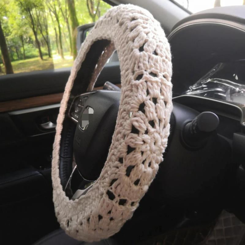 Crochet Strawberry Pattern Car Steering Wheel Cover, Cute Car Steering Wheel Protector, Universal Car Interior Decoration Accessories