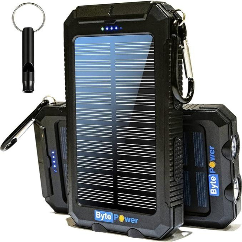 Solar Charger Power Bank 20000Mah, Portable Solar Pone Charger with Compass,Carabiner, Whistle,Flashlights,Solar Panel Charger,Camping Gear Accessory Accessories Charging