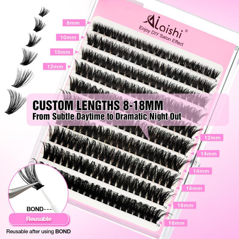 Ailaishi Glue-Free Eyelash Clusters – 10–18Mm Short Comic-Style C Curl DIY Lash Extensions, Waterproof Beginner-Friendly False Eyelashes with Tweezers, Household Cosmetics