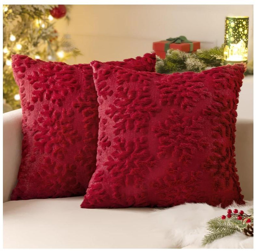 Pure White Throw Pillow Covers Christmas Snowflakes Decorative Pillow Covers 18X18 Inch Soft Plush Faux Wool Pillow Covers Set of 2 Farmhouse Couch Pillows Home Decors for Sofa Livingroom Bed