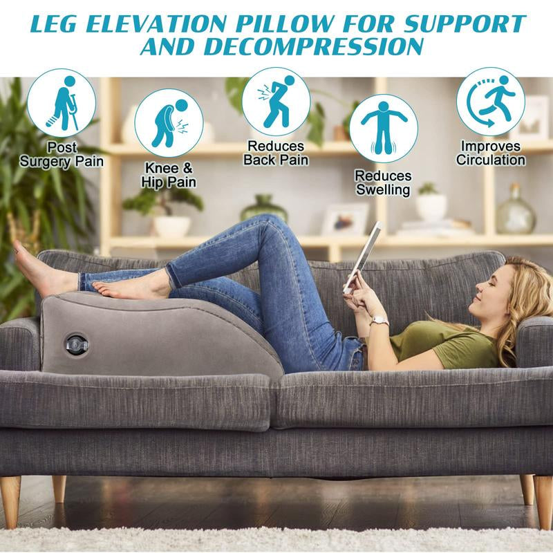 Wedge Pillow for Sleeping - Inflatable Leg Elevation Pillow for Swelling,Circulation,Leg & Back Pain Relief,Leg Support Polyvinyl Chloride Pillow for after Aurgery,Hip,Foot,Ankle Recovery
