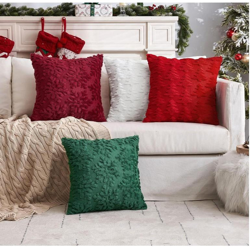 Pure White Throw Pillow Covers Christmas Snowflakes Decorative Pillow Covers 18X18 Inch Soft Plush Faux Wool Pillow Covers Set of 2 Farmhouse Couch Pillows Home Decors for Sofa Livingroom Bed