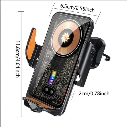 66W Car Air Outlet Phone Holder Wireless Charger, Car Phone Mount Wireless Charger with Infrared Sensor, Compatible with Iphone Samsung Xiaomi, Phone Holder Car Magnetic