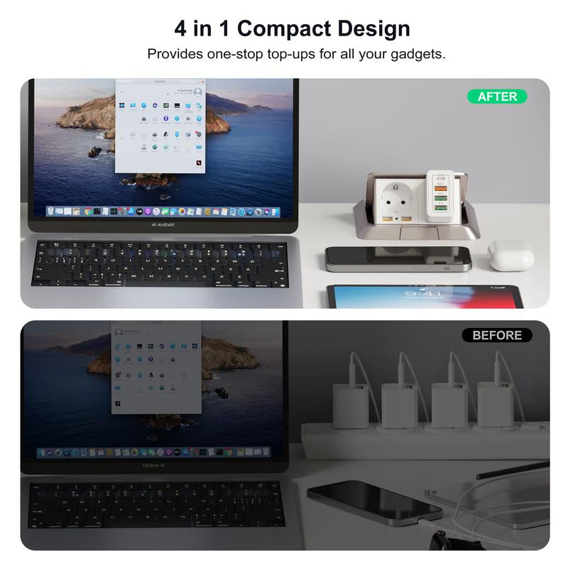 LCGENS [2-Pack] 35W USB C Wall Charger Block, 4Port PD+QC Fast Power Adapter, Type C Charging Brick Cube Plug for Iphone 12/13/14/15/Pro Max, XS/XR/X, Ipad/Airpods Pro, Samsung, Google, Tablet, Android(White)