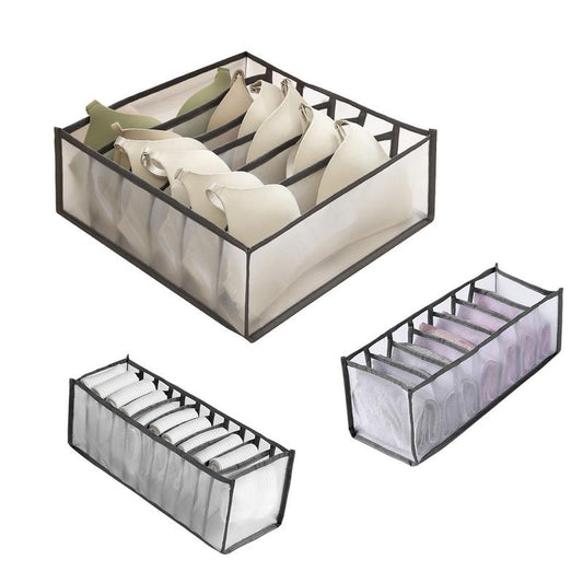 3 Counts Foldable Underwear Organizer, Drawer Organizer Divider Bins for Bras, Socks, Ties, Underwear Storage Box, Features anti - Static Material to Prevent Fabric Cling and Tangling