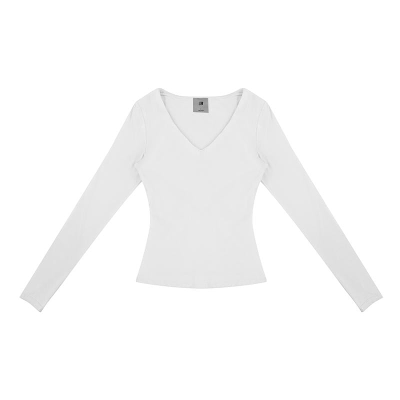 FDR Women'S Solid Color V-Neck Double-Lined Long Sleeve Tee | Lightweight Breathable Stretch | Slim-Fit Layering Essential for Fall Workouts & Everyday Womenswear Top Style Basic