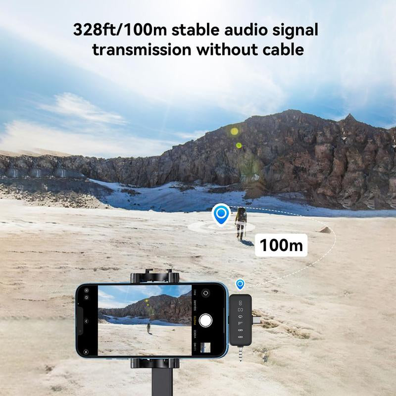 3-In-1 Wireless Lavalier Microphone for Iphone/Android/Camera – 328Ft Range, 18H Battery, Compact Clip-On Mic for Recording, Interviews, Vlogs, Youtube, Tiktok, Streaming (Perfect for Content Creators)