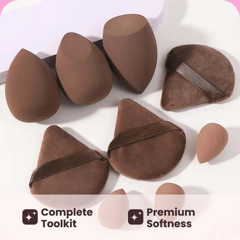 Makeup Tools Set for Women Summer Makeup, 9 Counts/Set Including 6 Beauty Blender & 3 Makeup Powder Puffs, Cosmetics Makeup Tool Soft Cosmetic Accessories for Contouring, Blending, Facial Detailing
