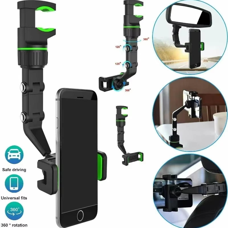 Rearview Mirror Phone Holder for Car - Multifunctional Car Phone Mount, Universal Cellphone Mount for Almost All Cell Phone &Car