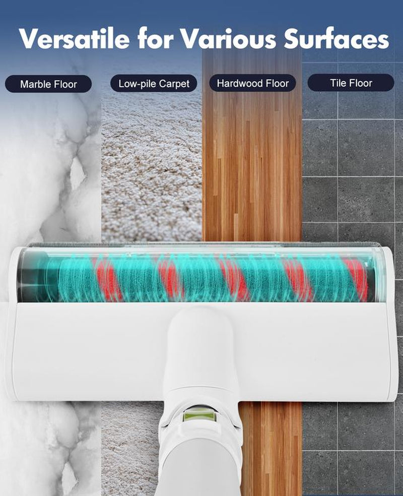 Carevac+ P017 Cordless Vacuum Cleaner, 12Kpa Dual-Suction 35Min Runtime, 1.16Kg Lightweight Stick Vacuum with Wall Mount, 3-In-1 Brushes for Pet Hair/Carpet/Hard Floors Appliances Dust Extractor Cleaning Tools Steamcleaner Dog Grooming Vacuum