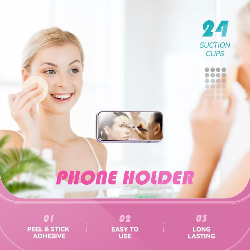 2CPS Suction Phone Case Adhesive Mount Silicon Sticky Phone Grip Hands-Free Mirror Shower Mobile Holder Accessories for Selfies and Videos
