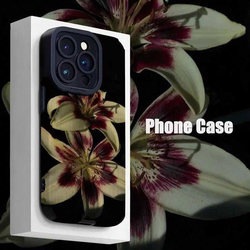 Vintage Flower Pattern Phone Case, 1 Count Shockproof Phone Protective Cover, Phone Accessory Compatible with Iphone 11 12 13 14 15 16 Pro Max Cellphone, Smartphone Casing, Phone Case with Cutouts