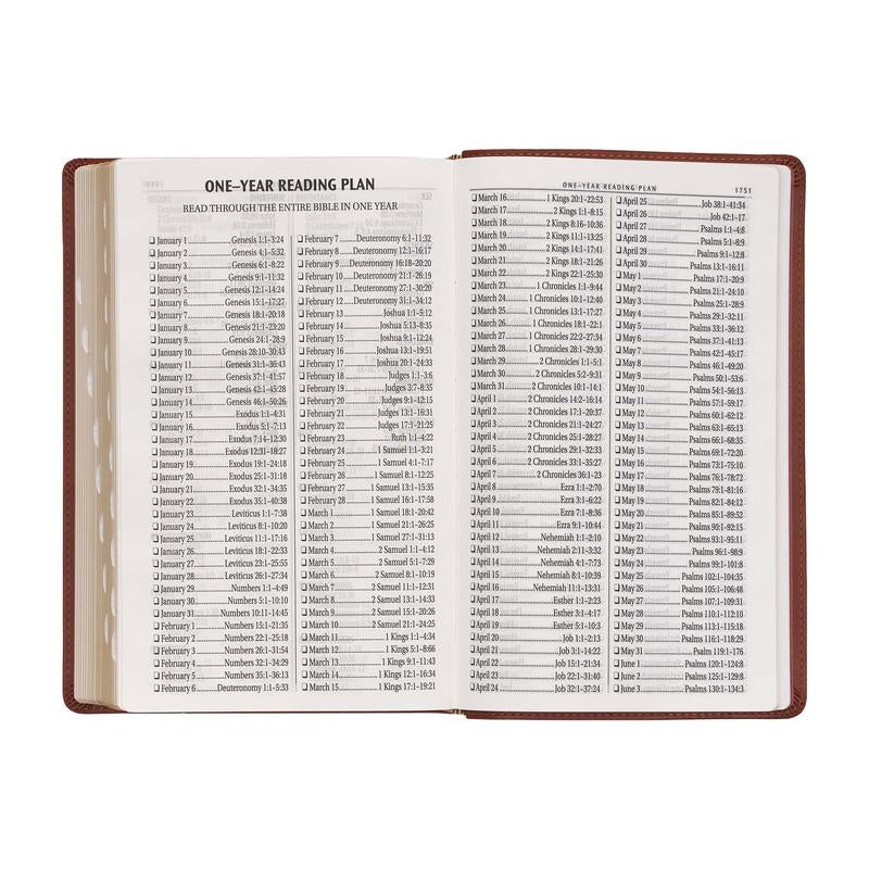 Saddle Tan Faux Leather Giant Print Standard-Size King James Version Bible with Thumb Index