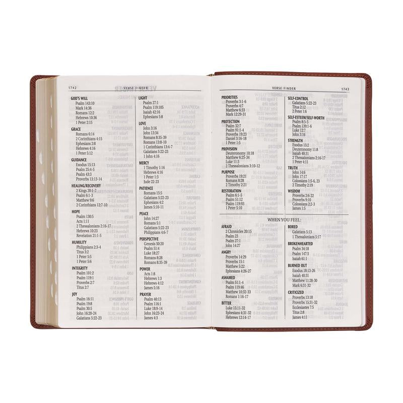 Saddle Tan Faux Leather Giant Print Standard-Size King James Version Bible with Thumb Index