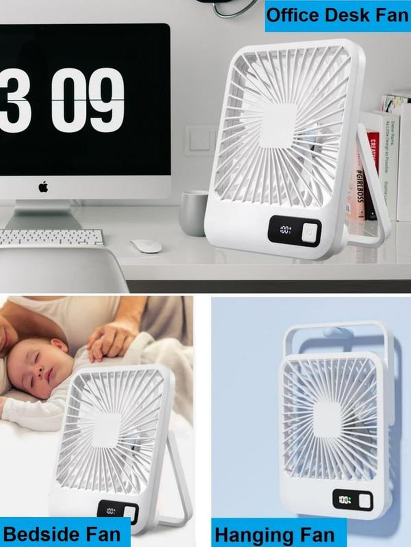 Ultra Quiet Small Fan with Strong Airflow, Portable Table Fan, Rechargeable Air Circulator Fan, USB Mini Fan for Office Dorm Bedroom Outdoor Travel