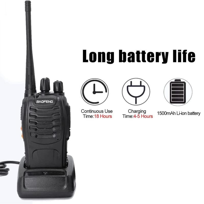 Baofeng 888S Walkie Talkie, Rechargeable Long Range Walkie Talkie with Earpieces, Professional Radio Handheld Two Way Radio with Li-Ion Battery & Charger Included