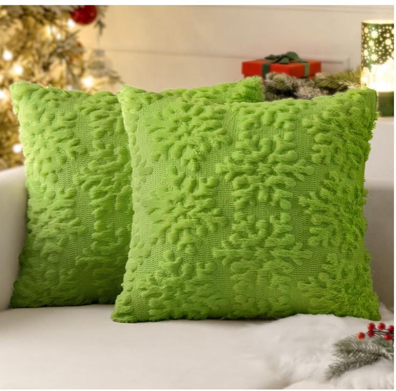 Pure White Throw Pillow Covers Christmas Snowflakes Decorative Pillow Covers 18X18 Inch Soft Plush Faux Wool Pillow Covers Set of 2 Farmhouse Couch Pillows Home Decors for Sofa Livingroom Bed