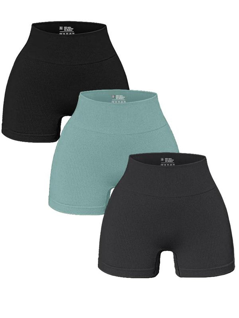 Women'S Solid High Waist Sports Gym Shorts, Casual Comfy Breathable Seamless Skinny Biker Shorts for Gym Workout Cycling Running, Summer Outfits 2024, Women Sport & Outdoor Clothing for Summer