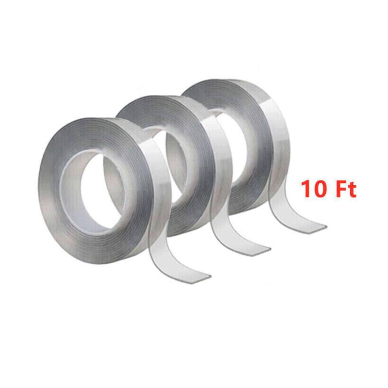 3X Tape Double Sided Adhesive Removable Heavy Duty Invisible Mounting Nano US Indoor Waterproof 10 Ft Clear Tape for Pictures Car Phone Holders Wall Stickers Hooks Sticky Pads