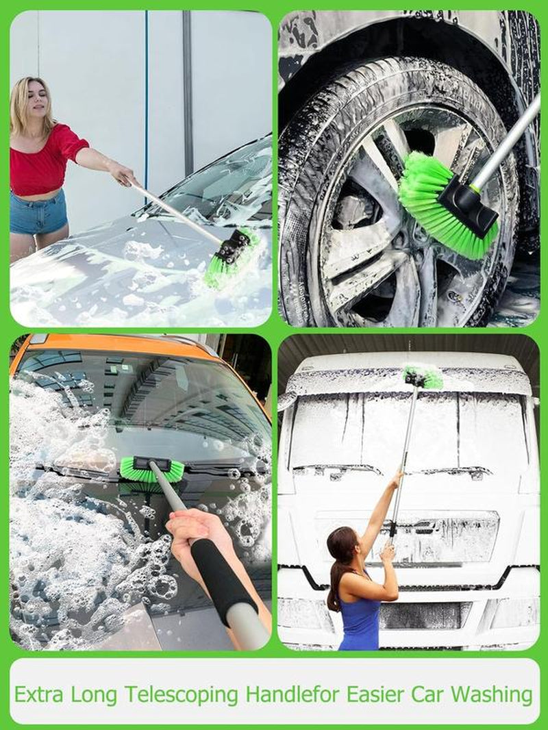 Five-Sided Car Wash Brush with Long Handle,Soft Bristle Scrub Cleaning Mop with Extendable Handle for Car, SUV, Truck, Caravan, Boat, House Siding, Sweep Snow 60”/151Cm