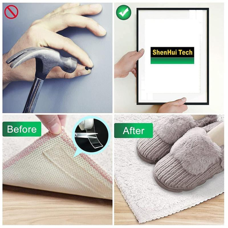 3X Tape Double Sided Adhesive Removable Heavy Duty Invisible Mounting Nano US Indoor Waterproof 10 Ft Clear Tape for Pictures Car Phone Holders Wall Stickers Hooks Sticky Pads