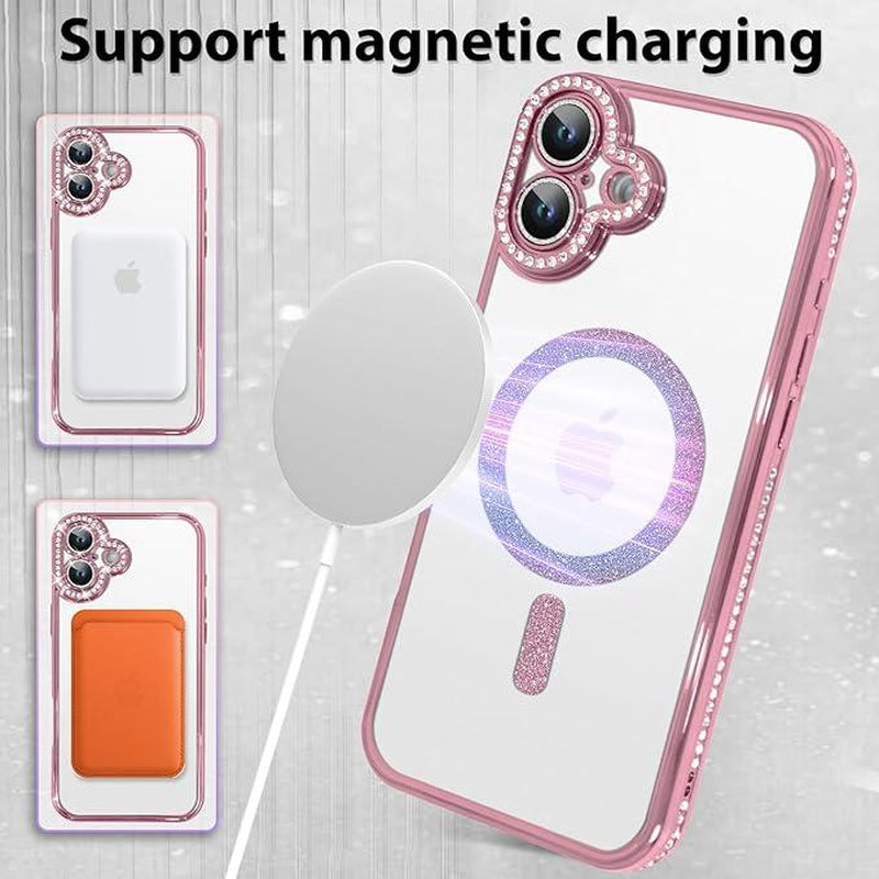 Entronix Case for Apple Iphone 17/16/15/14/13/12/11 Air/Plus/Pro Max - Luxury Rhinestone Bumper Cover, [Magnetic] Smartphone Accessories Protection