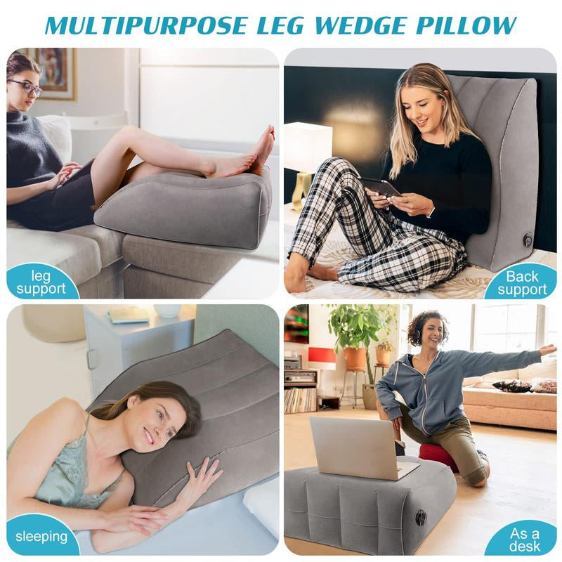 Wedge Pillow for Sleeping - Inflatable Leg Elevation Pillow for Swelling,Circulation,Leg & Back Pain Relief,Leg Support Polyvinyl Chloride Pillow for after Aurgery,Hip,Foot,Ankle Recovery
