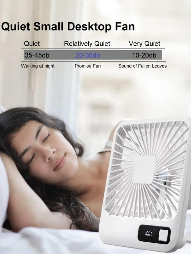 Ultra Quiet Small Fan with Strong Airflow, Portable Table Fan, Rechargeable Air Circulator Fan, USB Mini Fan for Office Dorm Bedroom Outdoor Travel