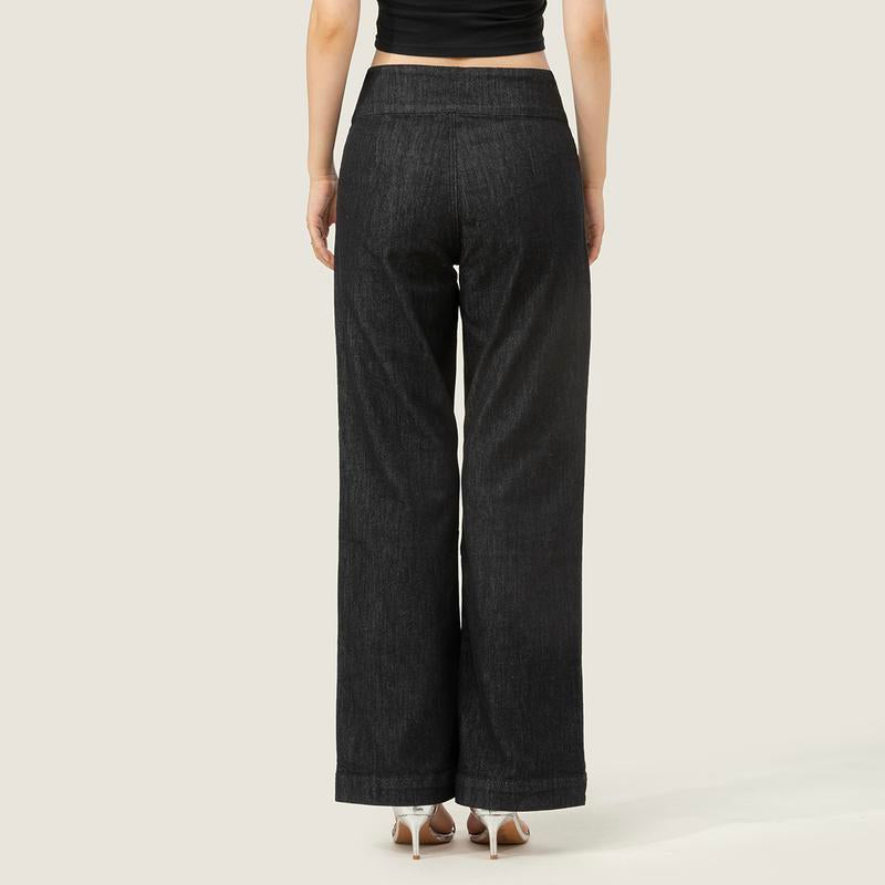 MIDIROSS Mecerized Denim Flap Pocket Button Front Flare Jeans