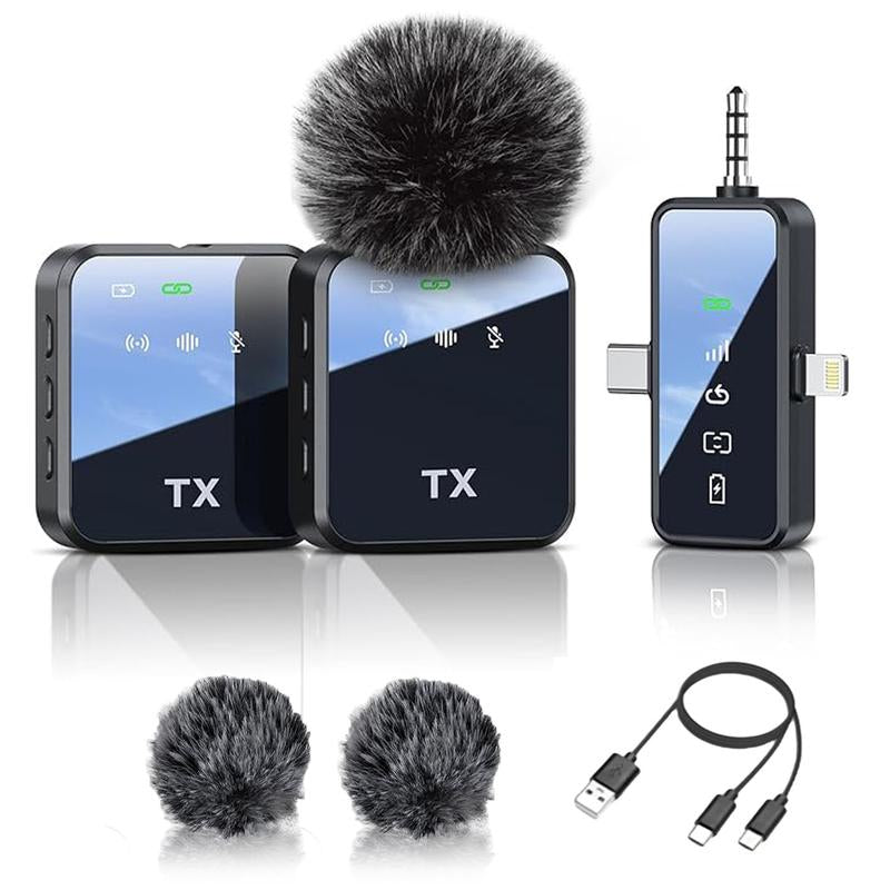 3-In-1 Wireless Lavalier Microphone for Iphone/Android/Camera – 328Ft Range, 18H Battery, Compact Clip-On Mic for Recording, Interviews, Vlogs, Youtube, Tiktok, Streaming (Perfect for Content Creators)