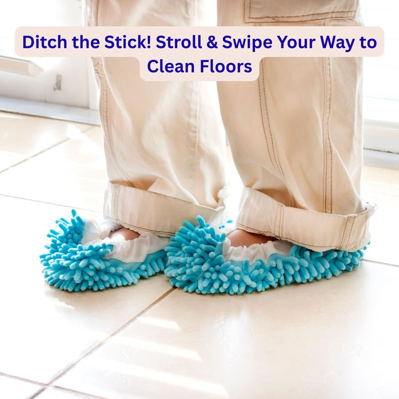 Stroll N Swipe Mopping Slippers. Walk and Mop Shoe Covers Slippers for Easy Floor Cleaning for Home, Kitchen, Office. Great for Wood, Tile, Laminate Flooring and More