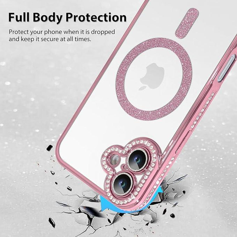 Entronix Case for Apple Iphone 17/16/15/14/13/12/11 Air/Plus/Pro Max - Luxury Rhinestone Bumper Cover, [Magnetic] Smartphone Accessories Protection