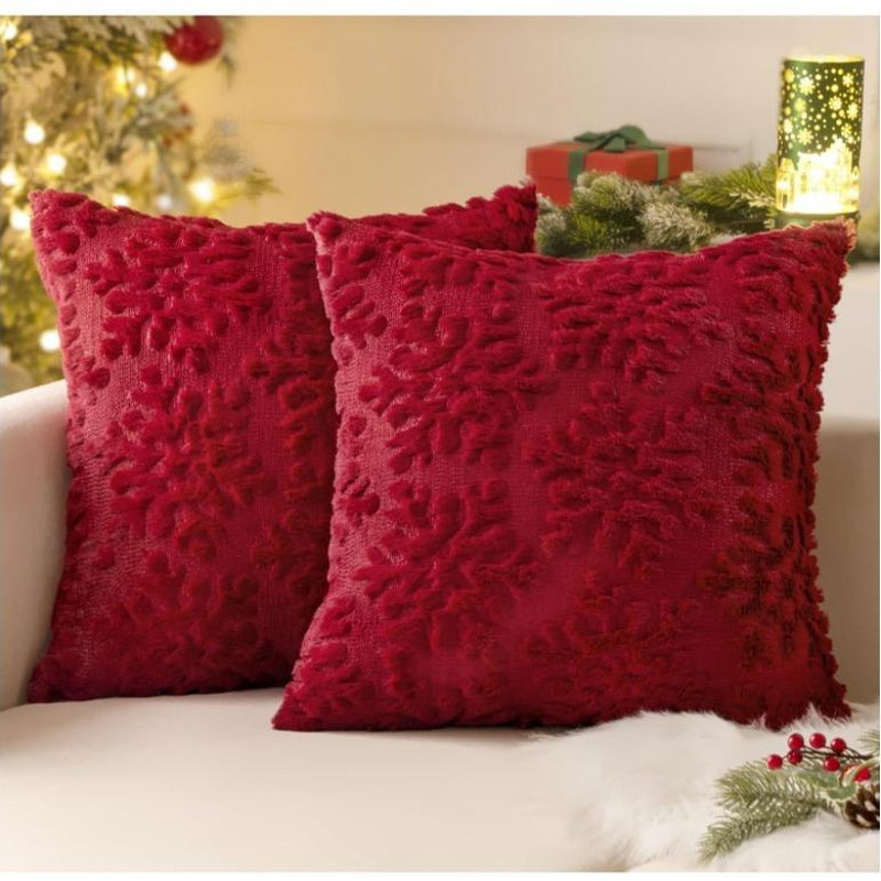Pure White Throw Pillow Covers Christmas Snowflakes Decorative Pillow Covers 18X18 Inch Soft Plush Faux Wool Pillow Covers Set of 2 Farmhouse Couch Pillows Home Decors for Sofa Livingroom Bed