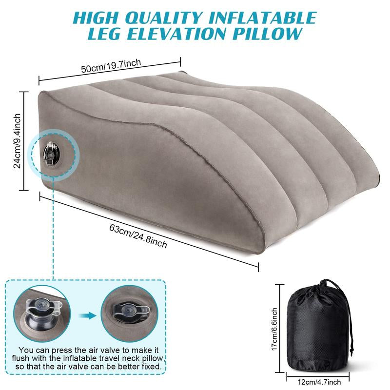 Wedge Pillow for Sleeping - Inflatable Leg Elevation Pillow for Swelling,Circulation,Leg & Back Pain Relief,Leg Support Polyvinyl Chloride Pillow for after Aurgery,Hip,Foot,Ankle Recovery